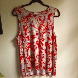 J. Jill Orange and White Relaxed Tank Top